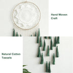 Artilady Macrame Dream Catchers for Bedroom - Tassel Wall Hanging Handmade Dreamcatchers Home Decor with Tassel Feather Ornament Craft Blessing Gift (Dark Green)