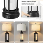 25'' Table Lamps for Bedroom Living Room Lamps Set of 2 Farmhouse Nightstand Bedside Lamps with USB Ports, Built-In Frosted Glass Night Light Industrial Metal Night Stand Lamp, Bulbs Included, Black