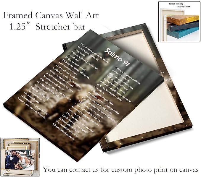 ART Salmo 91 En Español Para Pared Cuadros Cristianos Para Pared En Español, Psalm 91 Wall, Christian In Spanish, Decoraciones Para Cuartos Psalm 91 Framed Wall Decor (Salmo 91