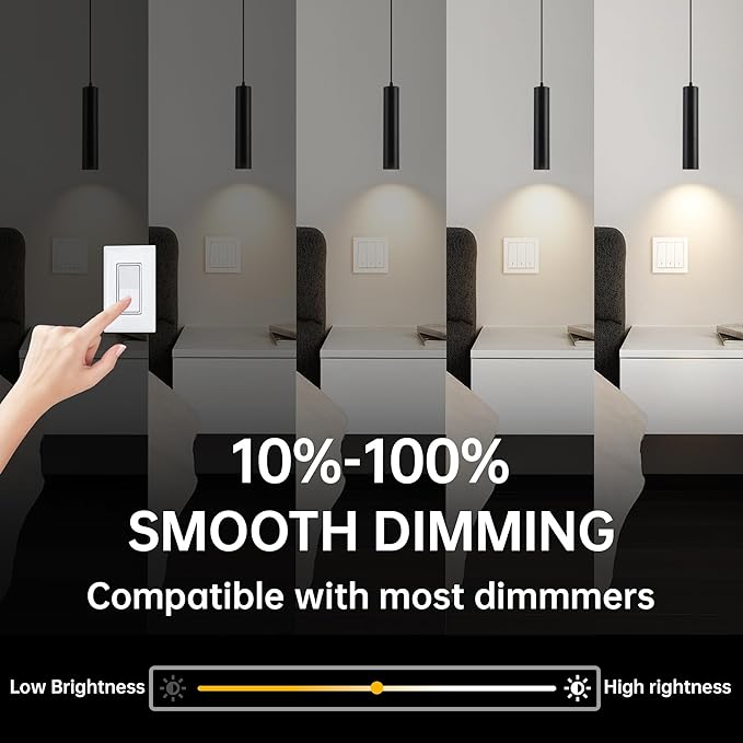 Zoomable LED Pendant Lights Modern Ceiling Hanging Spotlight Pendant Lighting,5CCT/2700K-5000K,Zoomable 15°-60°,Unique Pendant Lighting for Kitchen Island Bar,12W,Black(1Pack)