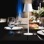 Maksone 2 Pack LED Cordless Table Lamp, 6600mWh Rechargeable Battery Desk Lamp, 3000K Stepless Dimming Night Light, IP54 Waterproof Metal Outdoor Portable Lamp for Camping, Restaurant (White)