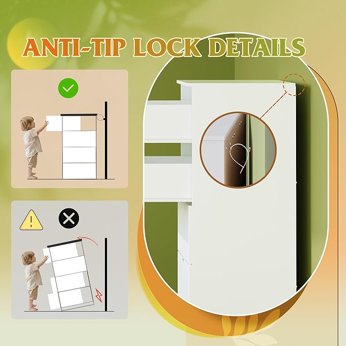 WLIVE 4 Drawer Dresser for Bedroom, White Tall Dresser, Modern Wood Dressers with Sturdy Metal Handle, Small Chest of Drawers for Living Room, Hallway