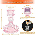 Glass Candlestick Holder,Striped Taper Candle Holders,Set of 6 Candle Stand for Table Centerpieces, Home Decor,Weddings,Festival and Parties (Pink Stripe Pattern)
