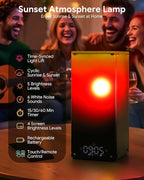 Sunset & Sunrise Table Lamp, Dimmable Ambient Desk Lamp with 6 White Noise Sounds, Touch & Remote Control with Timer for Bedroom, Living Room, Home Office, Bar, Restaurant