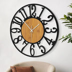 LEIKE Large Wall Clocks,Silent,Non Ticking,Battery Operated Rustic Round Modern Big Wood Wall Clock for Living Room, Bedroom,Kitchen,Farmhouse,Office,Home Decor