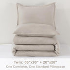 Litanika Linen Grey Comforter Set Twin/Twin XL Size, 2 Pieces Lightweight Solid Bedding Comforter Set, All Season Fluffy Bed Set (66x90In Comforter & 1 Pillowcase)