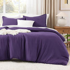 Litanika Purple Comforter Set Full Size, 3 Pieces Lightweight Solid Bedding Comforter Set, All Season Fluffy Bed Set (79x90In Comforter & 2 Pillowcases)
