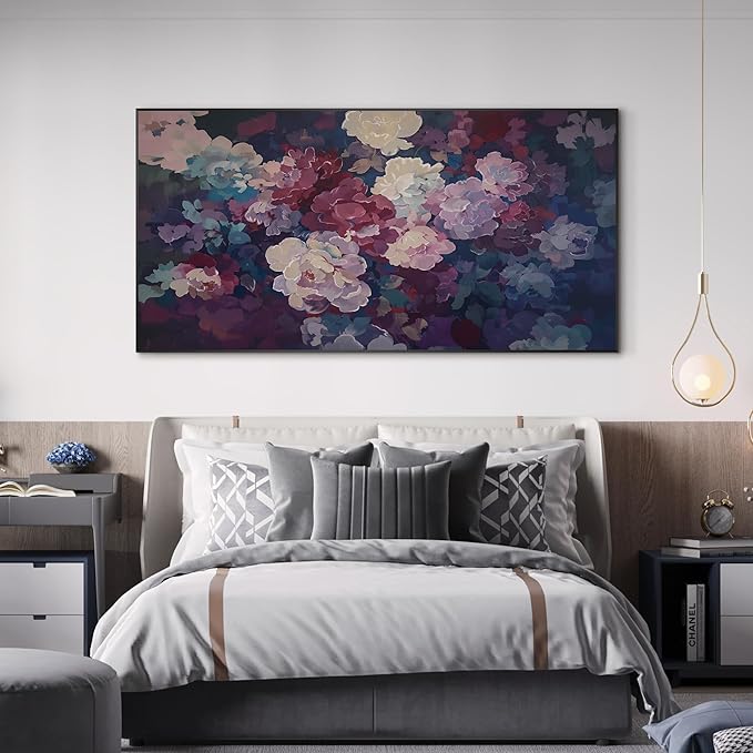 SIGNWIN 36"x72" Extra Large Framed Wall Art Bold Peony Bloom in Colorful Impressionist Style, Lush Floral for Home Living Room Bedroom Decor (Frame Assembly Required)