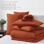 CozyLux Queen Comforter Set Terracotta, 7 Pieces Bed in a Bag, Burnt Orange Fall Comforter Queen Size, All Season Bedding Sets with Stitch Quilted Comforter, Flat Sheet, Fitted Sheet, Pillowcases