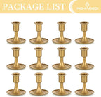 Candlestick Holders Taper Candle Holders, Romadedi Gold Candle Stick Candle Holder for Table Centerpiece, Wedding Reception, Festive Christmas Mantel Decoration or Home Decor, Set of 12