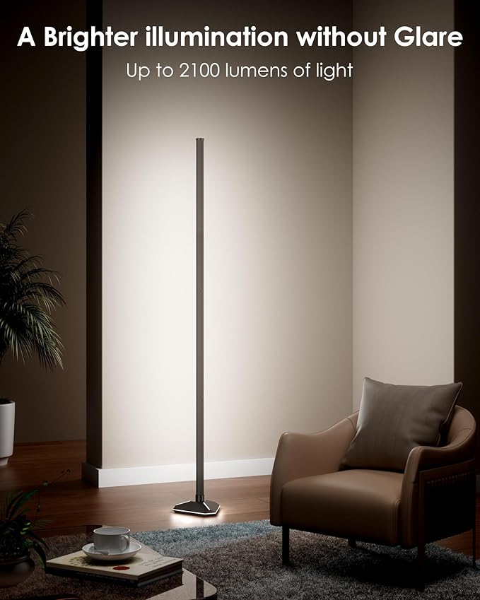 Corner Floor Lamp, RGB LED Corner Lamp with Music Sync, Smart App and Remote Control Color Changing Ambience Light, LED Lamp with 16 Million Colors for Gaming Room, Bedroom, Living Room