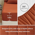CozyLux King Size Comforter Set Terracotta, 7 Pieces Bed in a Bag, Burnt Orange Fall Comforter King Size, All Season Bedding Sets with Stitch Quilted Comforter, Flat Sheet, Fitted Sheet, Pillowcases