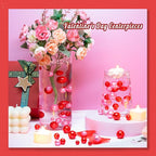 300Pcs Vase Filler Red No Hole Faux Pearl Beads for Vase Filling Decorations, Candle Centerpieces, Wedding Centerpieces, Home Party Decor (8/14/20mm)