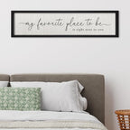 ZZJJHYWGQ Love Quotes Wall Decor My Favorite Place To Be Sign 32"×8" Couples Love Theme Plaque Modren Farmhouse Master Bedroom Above Over Bed Wood Framed Wall Art (Black)