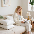 Oubonun 22 x 22 Throw Pillow Inserts - Soft, Plush & Decorative Down Alternative Pillows for Couch Sofa Bed, Machine Washable - White, Pack of 2