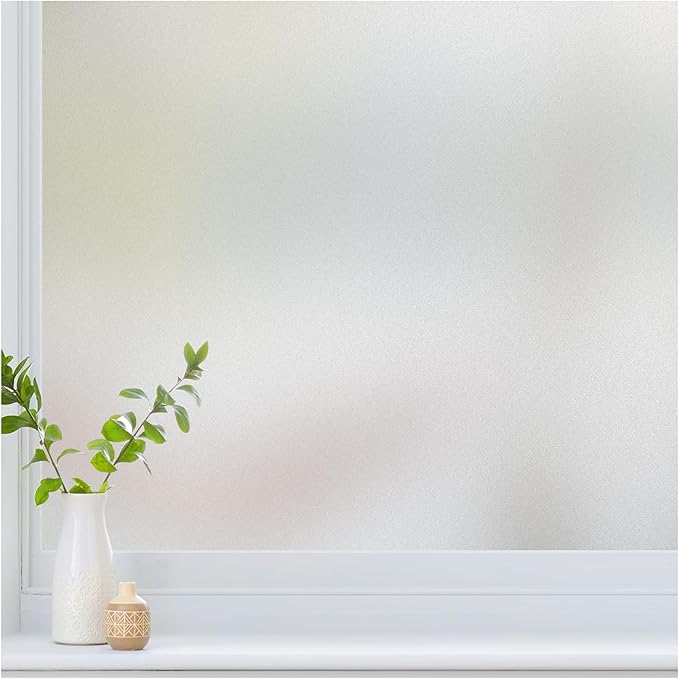 Haton Window Privacy Film Frosted Glass for Bathroom, Static Cling UV Sun Blocking Window Clings, Opaque Decorative Coverings Removable Sticker Heat Control Tint for Home Door, Pure 35.4" x 118.1"