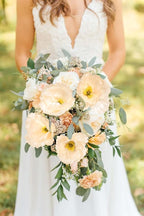 IPOPU 43.3" Poppy Flowers Artificial Flowers 6PCS Fake Silk Poppies Long Stem Artificial Flowers for Tall Vase for Wedding Party Home Decor(Champagne)