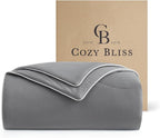 Cozy Bliss Cooling Comforter Queen Size Dual-Sided, Ultra-Soft Cooling Blankets for Hot Sleepers and Night Sweats, Breathable Lightweight Silky Smooth, Dark Grey