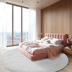 Round Area Rug for Living Room: White Shag Rugs for Bedroom- 7x7 Feet Fluffy Round Rugs for Living Room- Shag White Rugs Soft Plush Indoor Carpets for Bedroom, Nursery, 7ft