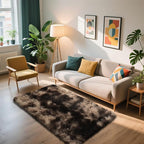 Shag Area Rug for Bedroom 3x5,Fluffy Area Rugs for Living Room,Soft Fuzzy Rug Non-Shedding Indoor Plush Carpet for Kids Bedroom Nursery Dorm Home Decor,Tie-Dyed Coffee