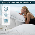 Hungarian Goose Down Pillows Standard Size, White Down Luxury Pillow, Bed Pillows for Sleeping, Pillow for Back, Stomach or Side Sleepers, 2 Pack, Standard (20" x 26")