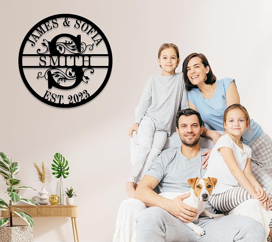 Custom Name Sign Initial Split Letter Monogram Sign Wedding Housewarming Gift