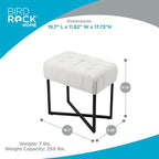 BIRDROCK HOME Rectangular Tufted Foot Stool Ottoman with Soft Padded Cushion - Versatile Vanity Chair for Bedroom, Living Room, Bathroom - Compact Seating for Adults - Cream with Black Metal Legs