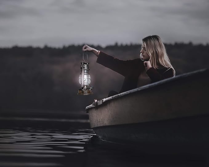 YAKii LED Vintage Lantern Metal Hanging Hurricane Lantern 12 LED Dimmer Switch Cold White Battery Operated Power Outage Indoor Camping Lighting Outdoor Brooklyn Decoration (Black Pack of 8)