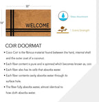 PLUS Haven 17.5x30 Door Mat with Heavy-Duty Backing - Coco Coir Doormat for Outdoor or Indoor Uses - Non-Slip Welcome Mats for Entryway or Porch - Easy to Clean Front Door Mat - Natural Brown