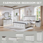 26" Tall 2 Drawers Dresser for Bedroom, Farmhouse 23.6" Wide Large Nightstand with Charging Station, Wood Rustic Side Table w/Roman Column, End Table for Bedroom, Living Room, White