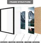 16x20 Frames Set of 3 - Display 11x14 Photo with Mat or 16 x 20 Poster without Mat, Wall Mounting Horizontal and Vertical, Black