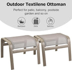 Outdoor Ottoman Patio Footstools Assembled Aluminum Footrest Side Table Small Chair Patio Ottoman for Garden,Balcony,Poolside 2 Set Champagne