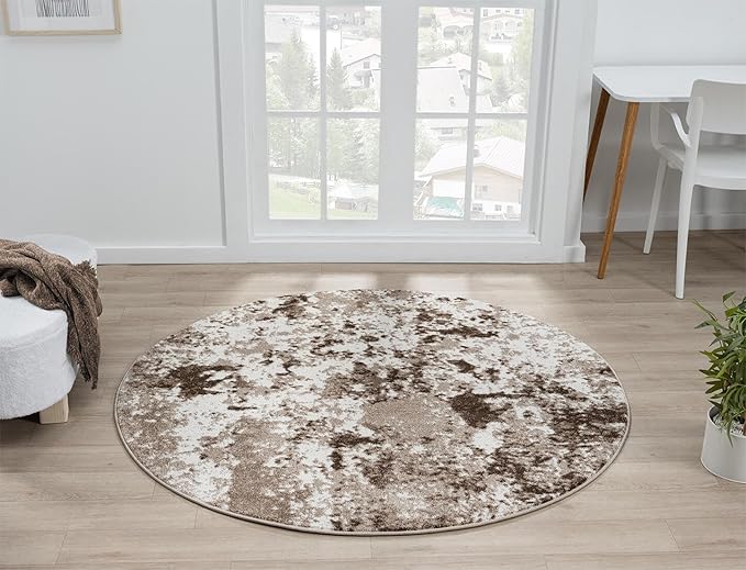 Keen Home Design Area Rugs - 10ft Round Non-Shedding, Abstract Rugs for Kitchen, Living Room, Bedroom, Dining Room, Entryway - Size: 10' Round, Multi
