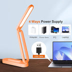 LED Desk Lamp for Office Home & Battery Operated Lamp Rechargeable Lamp Foldable & Portable Light, LED Desk Light Strip, 3 Brightness Dimmable Small Desk Lamp Reading Lamp (Orange)