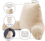 Nestl Reading Pillow Large Bed Pillow, Back Pillow for Sitting in Bed Shredded Memory Foam Chair Pillow, Reading & Bed Rest Pillows Beige Cream Back Pillow for Bed, Bed Chair Arm Pillow with Pockets