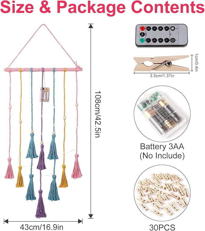 Homecor Gifts for Teenage Girls, Hanging Photo Display & Moon Dream Catchers, Christmas Teen Girls Gifts Ideas Ages 10 11 12 13 14 Years Old, Macrame Wall Decor Boho Bedroom Dorm Aesthetic Room Decor