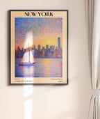 Retro Vintage New York Wall Art Print - 11x14 Unframed Poster - New York City Souvenirs, Cute Trendy Colorful Wall Decor (Sunset Sailboat, 11x14")