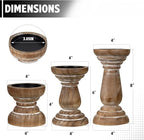 Candle Holder for Pillar Candle Set of 3, Farmhouse Wood Candle Holder, Rustic Wooden Candle Stand, Vintage Small Wooden Candlestick HoldersDecorative for Living Room, Table Centerpiece (Brown)