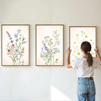 SIGNINART Watercolor Wildflower Framed Canvas Wall Art Set of 3, Boho Botanical Spring Floral Wall Decor, Colorful Minimalist Plant Art Prints for Farmhouse Living Room, Bedroom, Office, Bathroom 16"x24"