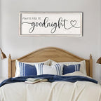 flowtorely Always Kiss Me Goodnight Wall Sign For Master Bedroom Above Bed Wall Decor 40''×15'' Large Rustic Solid Wood Frame For Farmhouse Couples Above bed Wall Art Decoration (White)