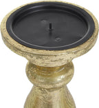 Deco 79 Mango Wood Decorative Candle Holder Turned Style Pillar Candle Stand, Set of 3 Candlestick Holder 10", 8", 6"H, Gold