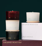 Skandinavisk White Christmas Giftset of 2 Scented Candles. JUL 'Christmas' and SNÖ 'Snow'. Vegan Formula. 2 x 3.17 oz. Gift Set
