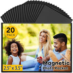 YixangDD 20 Pack Magnetic Picture Frame, 2.5 x 3.5 Inches Fridge Magnetic Photo Frames, Magnetic Photo Frames for Refrigerator, Home, School, Office (Black)