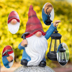 Garden Gnome Statue Solar Light Outdoor Decorations Figurine with Lantern Led Shovel Sculpture Lawn Patio Yard Porch Outside Christmas Housewarming Gifts for Women Mother's Day Grandma
