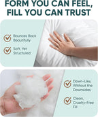 Pillowflex Synthetic Down Alternative Pillow Inserts for Shams - Comfy Pillows for Sleeping, Handmade Down Alternative Throw Pillow Inserts - (16x16 Set of 2)