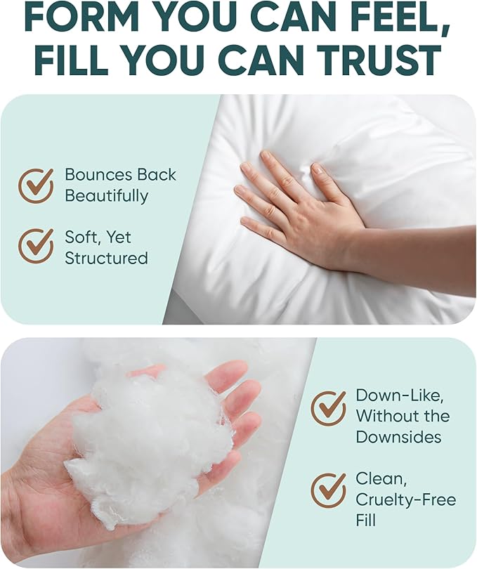 Pillowflex Synthetic Down Alternative Pillow Inserts for Shams - Comfy Pillows for Sleeping, Perfect Pillow & Best Sleeping Pillows, Handmade Down Alternative Throw Pillow Inserts - (30x30 Set of 2)