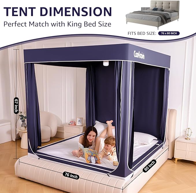 King Bed Tent for Kids Adults,King Size Canopy Bed Curtains,Mosquito net for Bed