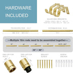 Curtain Rods for Windows 16 to 88 Inches Adjustable Length 1 Inch Diameter Window Curtain Rod with Aluminium Finials, Flash Gold