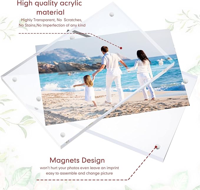 Handepo 12 Pcs Acrylic Picture Frame Bulk Clear Acrylic Photo Frame Magnetic Desktop Display Double Sided 20 mm Thickness Freestanding for Bedroom Living Room Home Office(4 x 6)