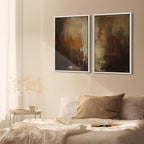 SIGNFORD Framed Canvas Print Wall Art Set Abstract Burnt Sienna and Beige Illustration Modern Art Decorative Nordic Nature for Living Room, Bedroom, Office - 24"x36"x2 White